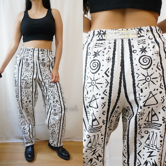 Vintage sport pants size M black white