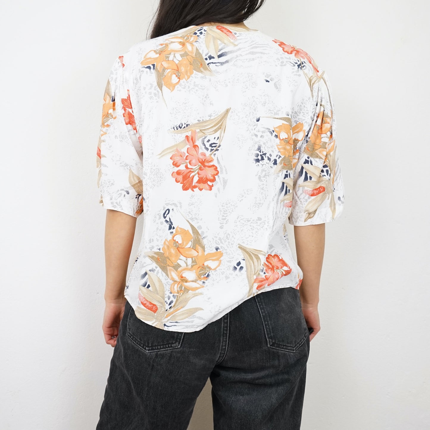 Vintage white floral Blouse size S