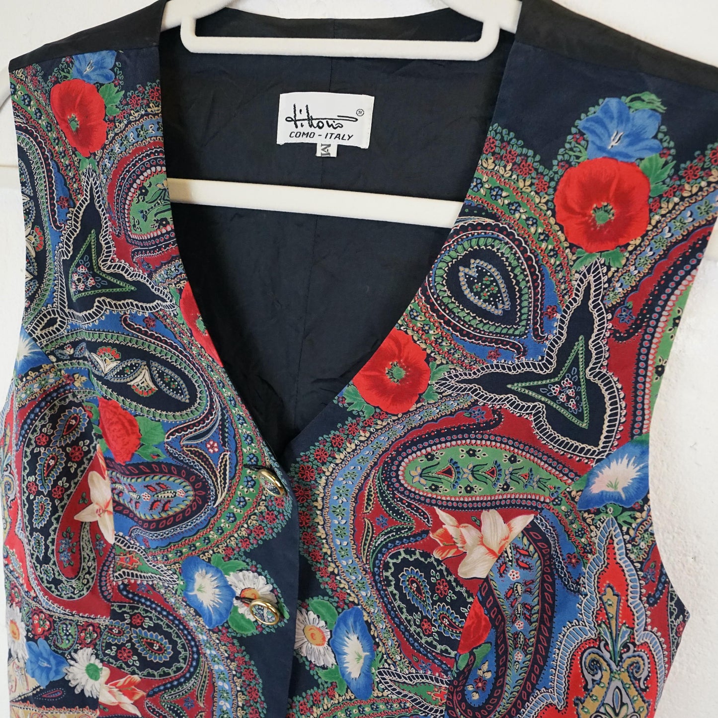 Vintage silk Vest Size M floral paisley