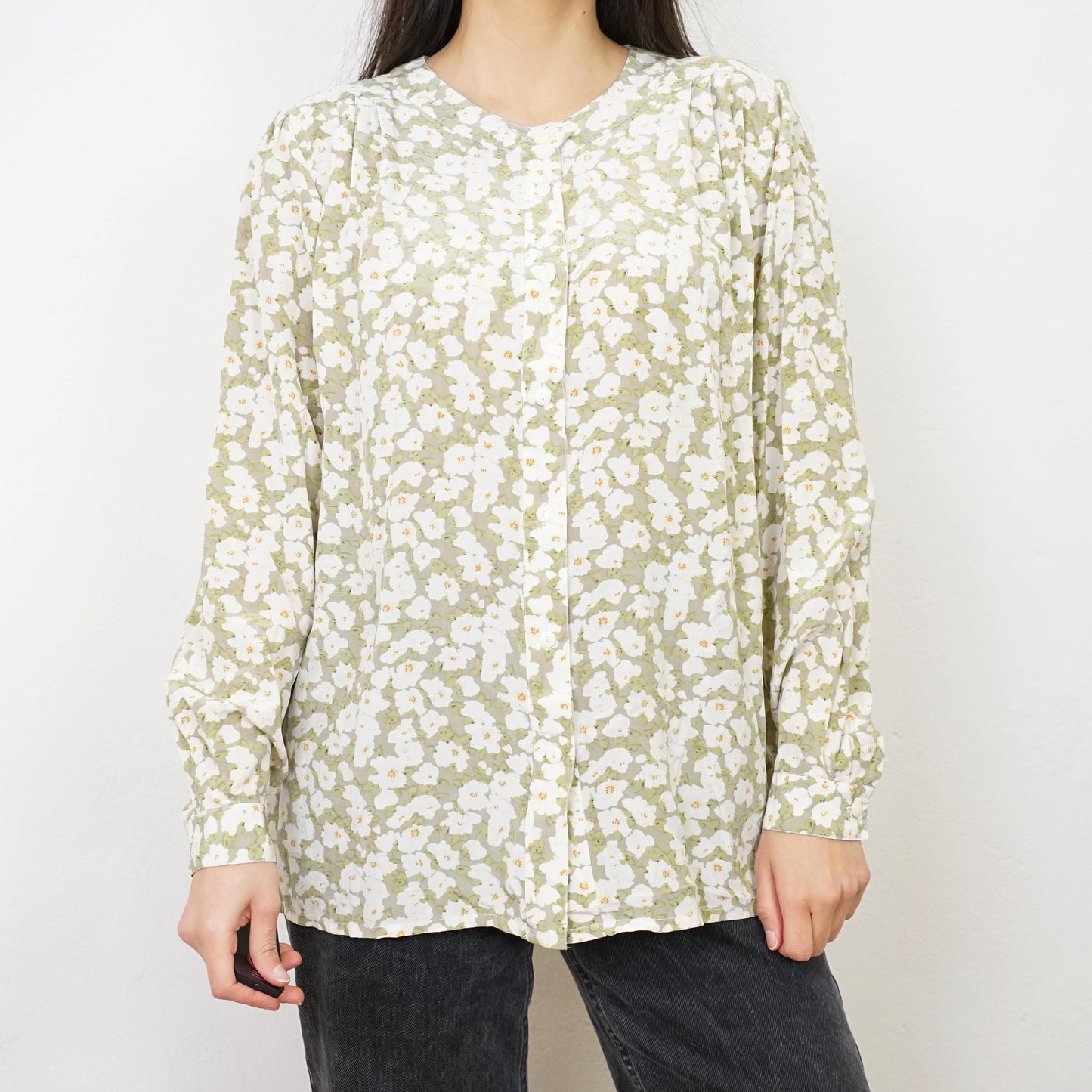 Vintage silk Blouse size S floral
