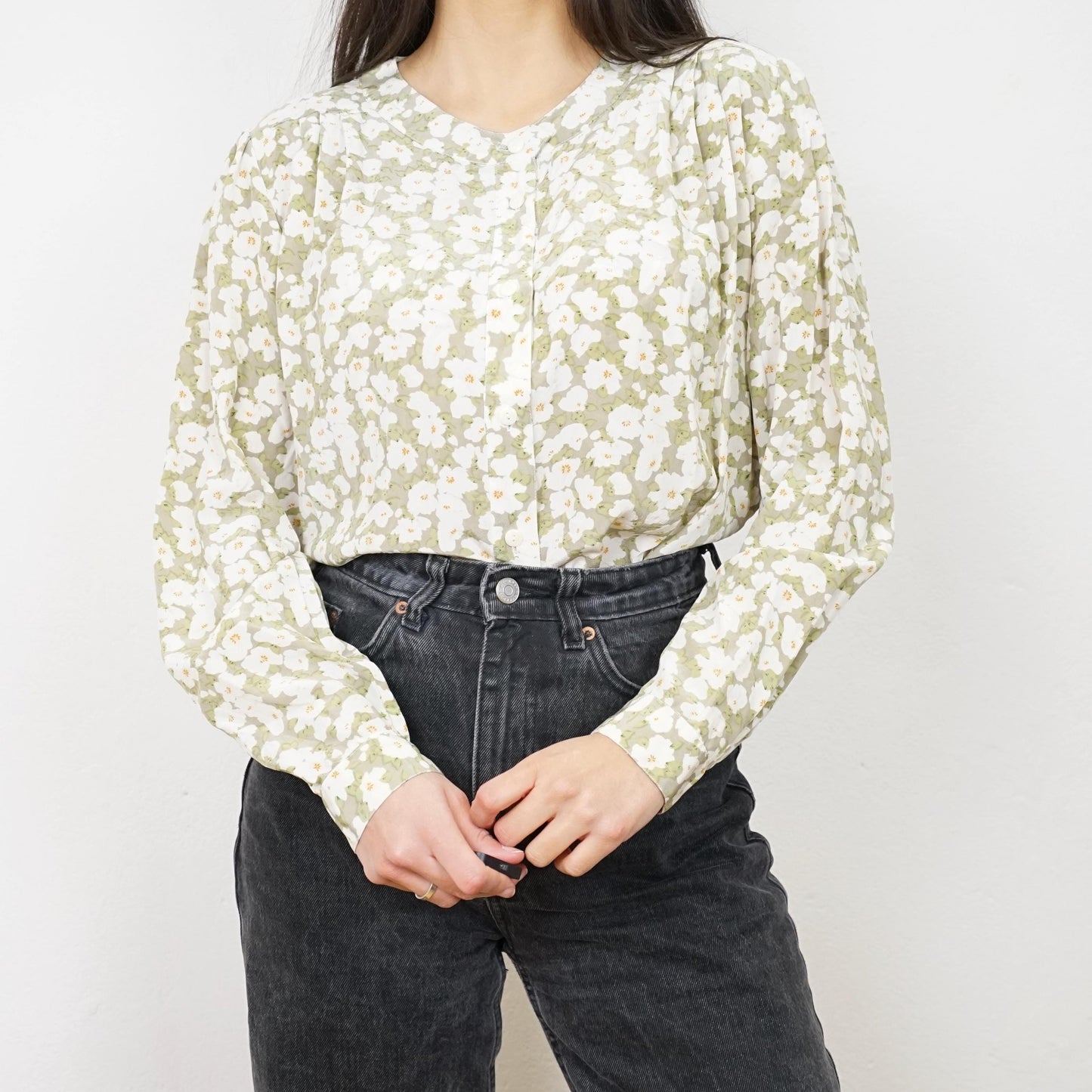 Vintage silk Blouse size S floral