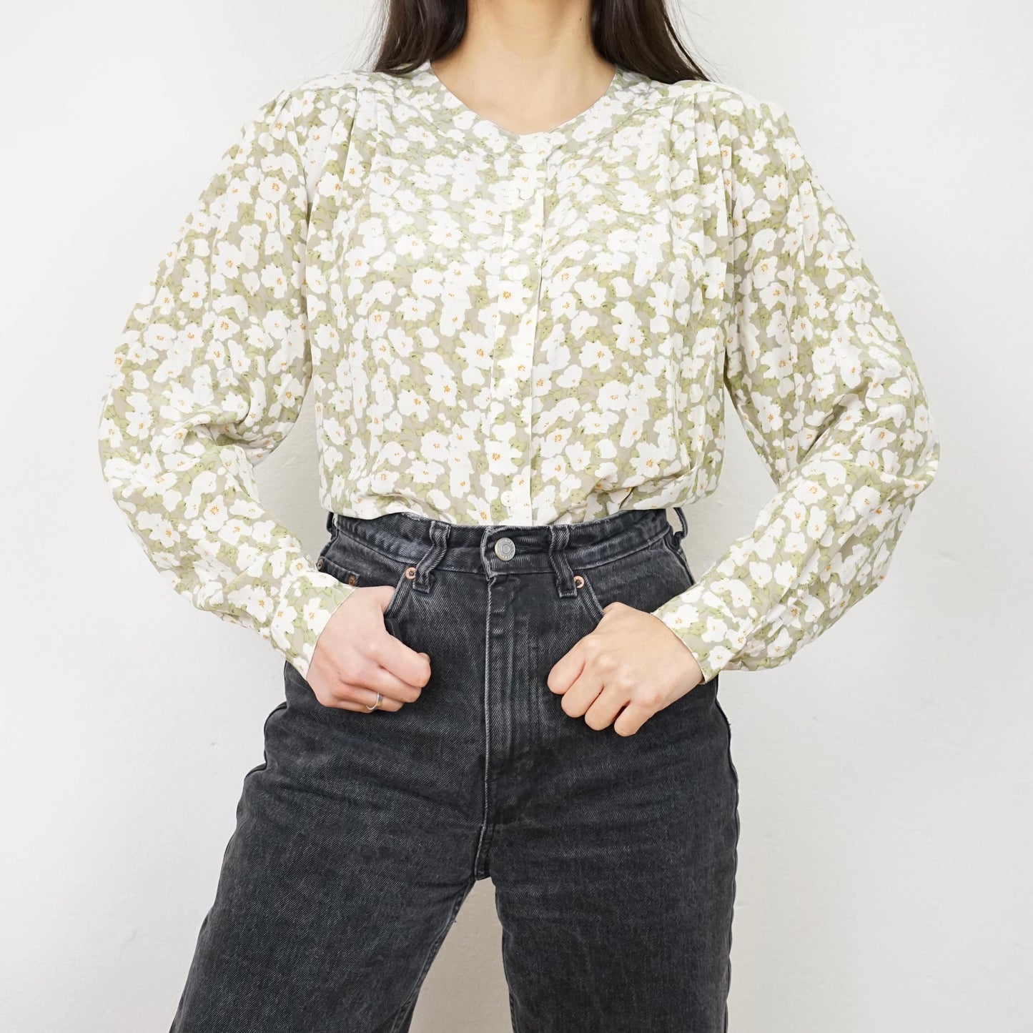 Vintage silk Blouse size S floral