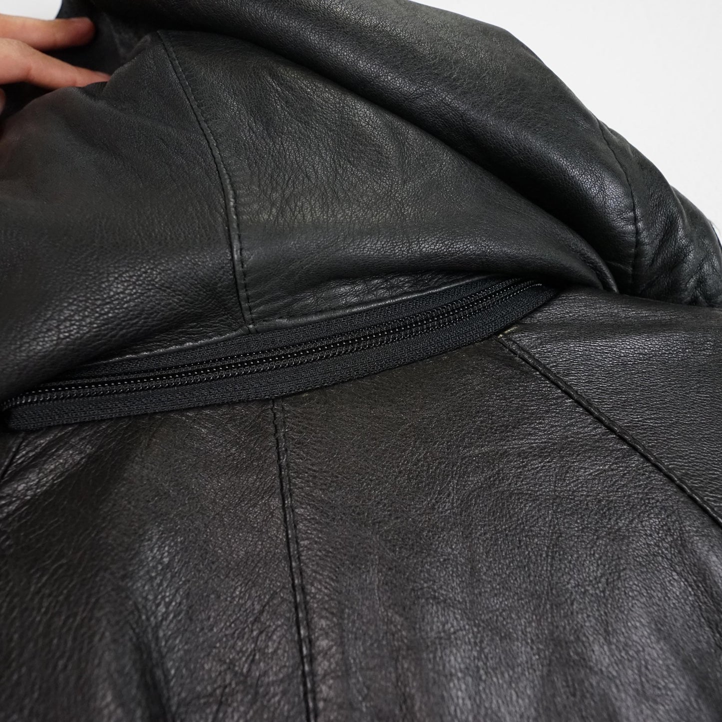 Vintage hoodie leather jacket size L