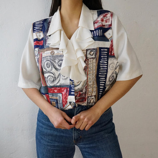 Vintage short sleeve vest Blouse size M-L