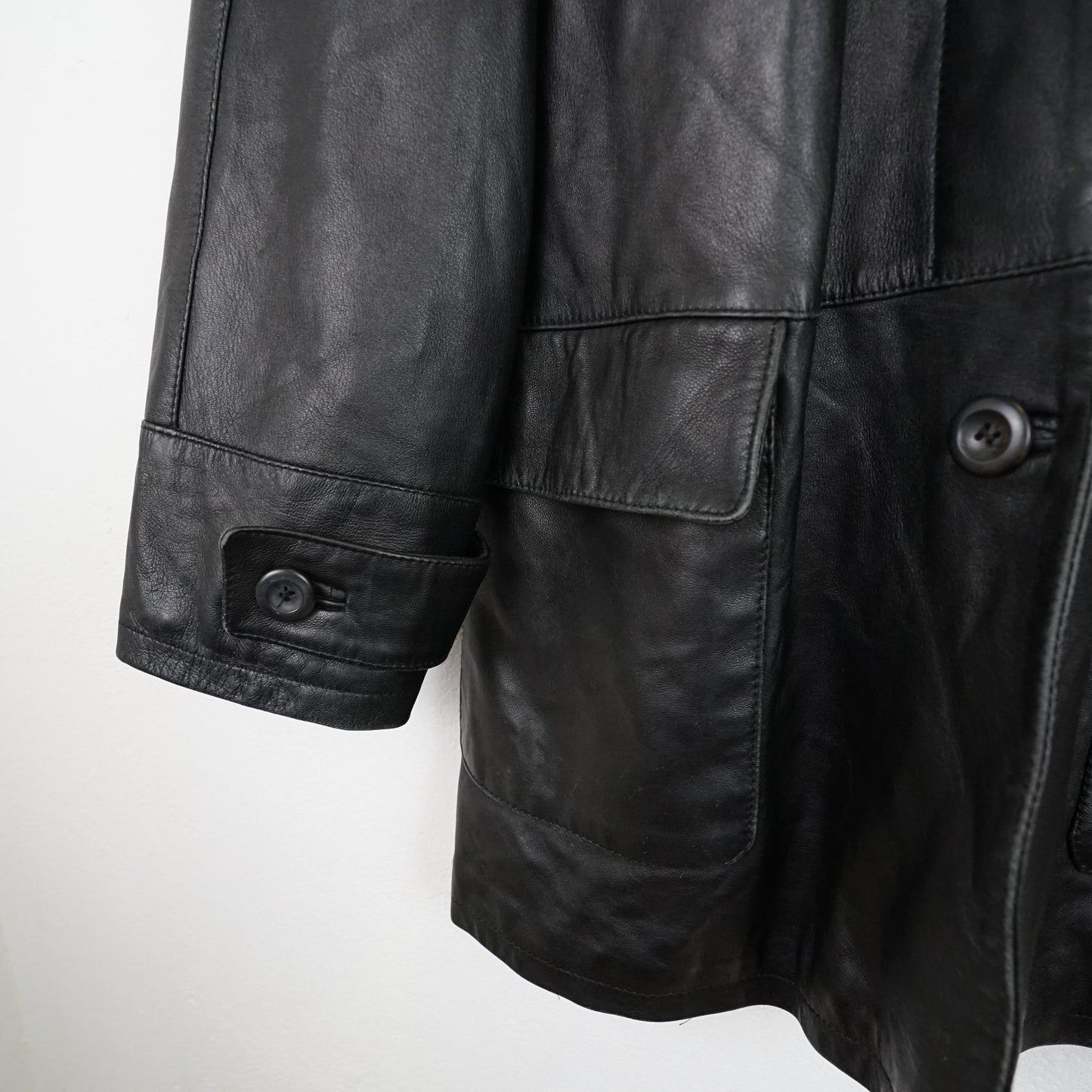 Vintage hoodie leather jacket size L