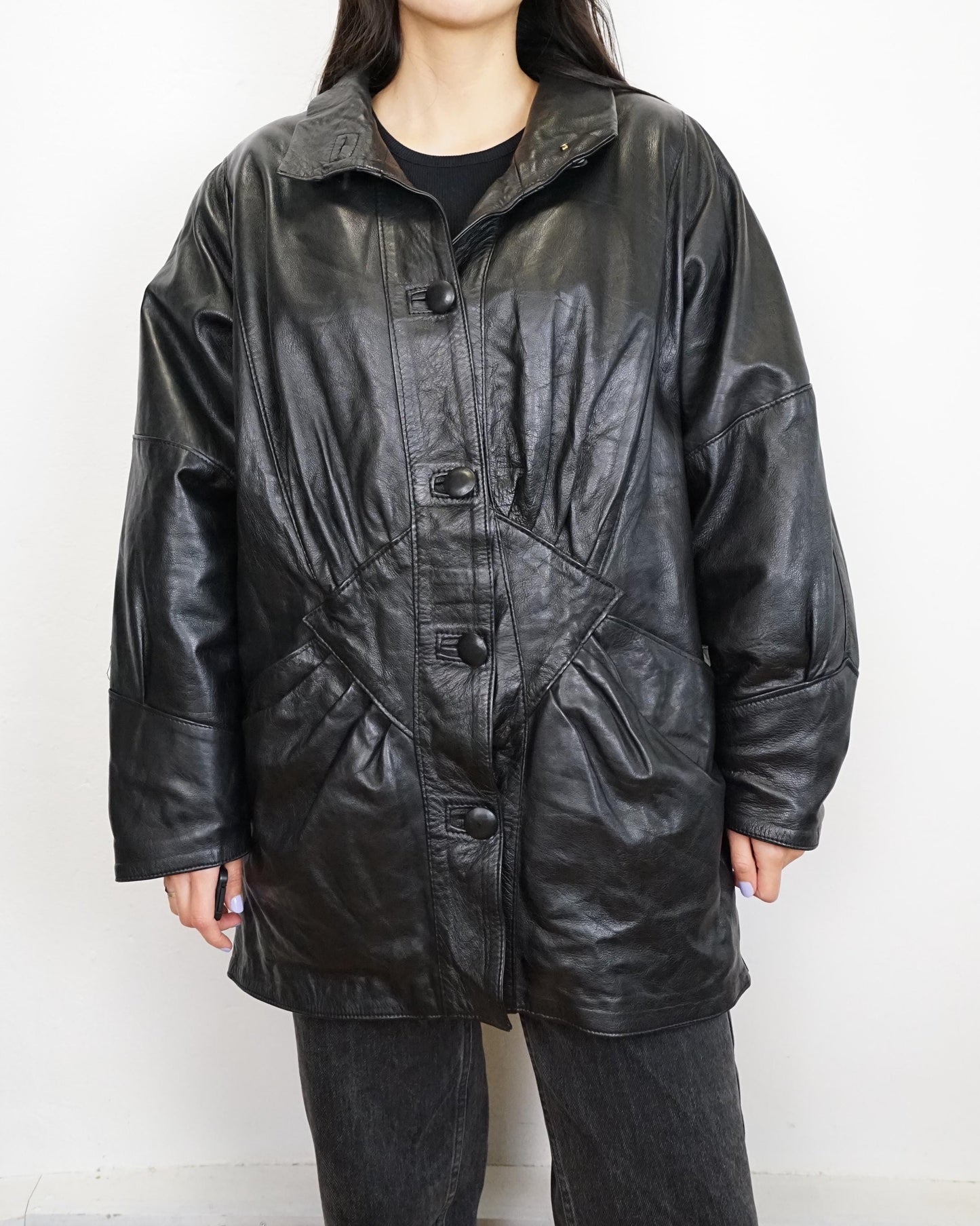 Vintage quilted leather jacket size M L