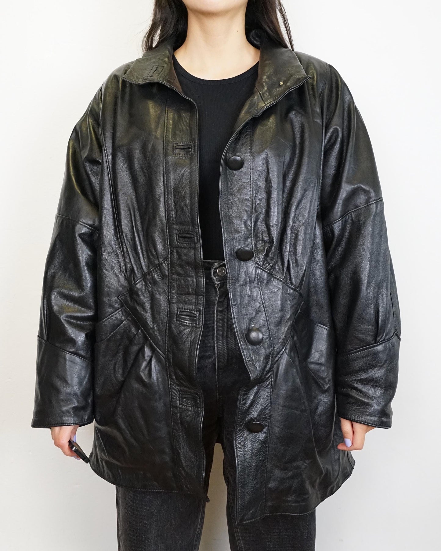 Vintage quilted leather jacket size M L