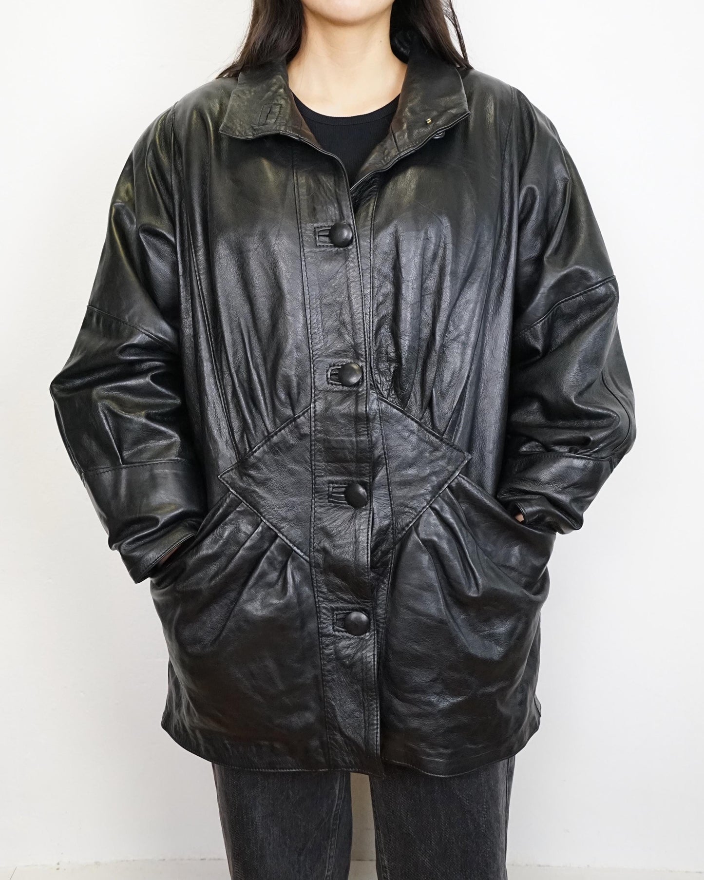 Vintage quilted leather jacket size M L