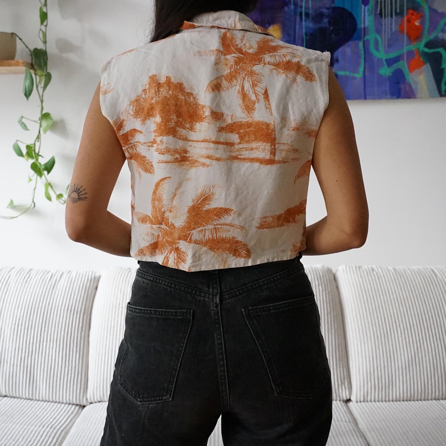 Vintage linen mix Blouse size S
