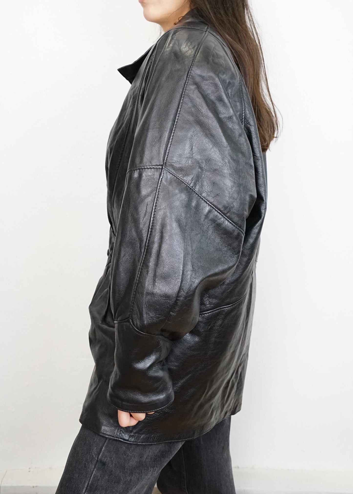 Vintage quilted leather jacket size M L