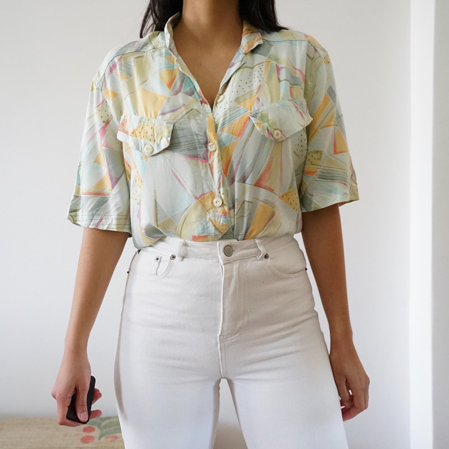 Vintage pastel colors blouse size M