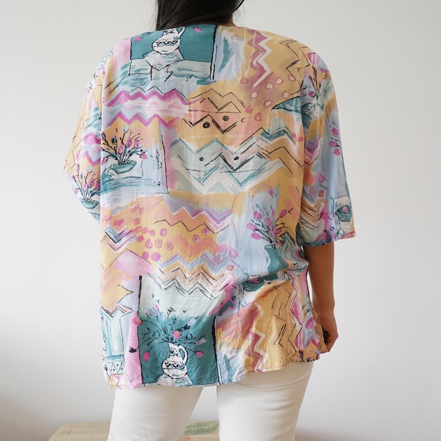 Vintage pastel colors blouse size L