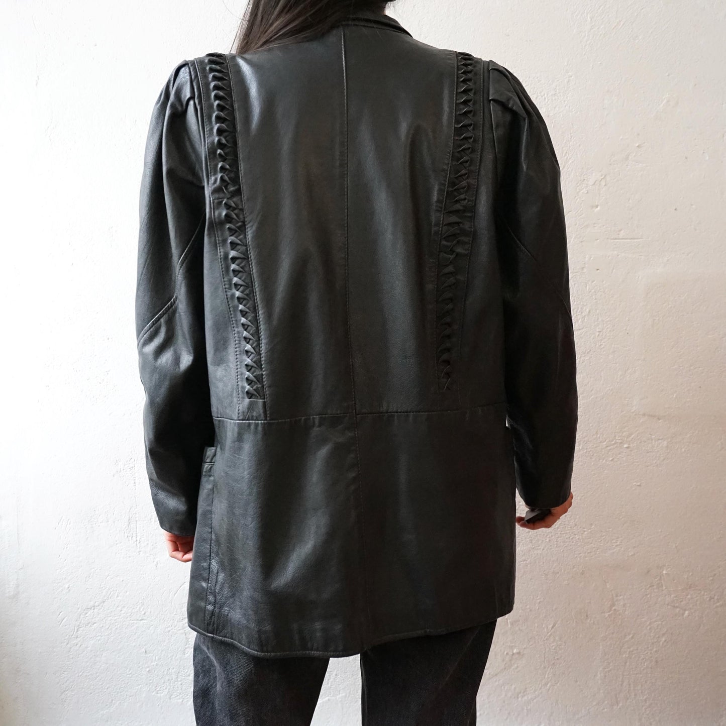 Vintage black leather jacket size S