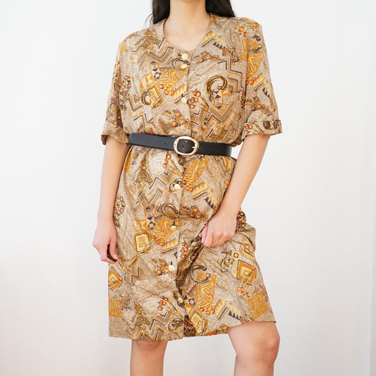 Vintage 80s Dress size M baroque pattern