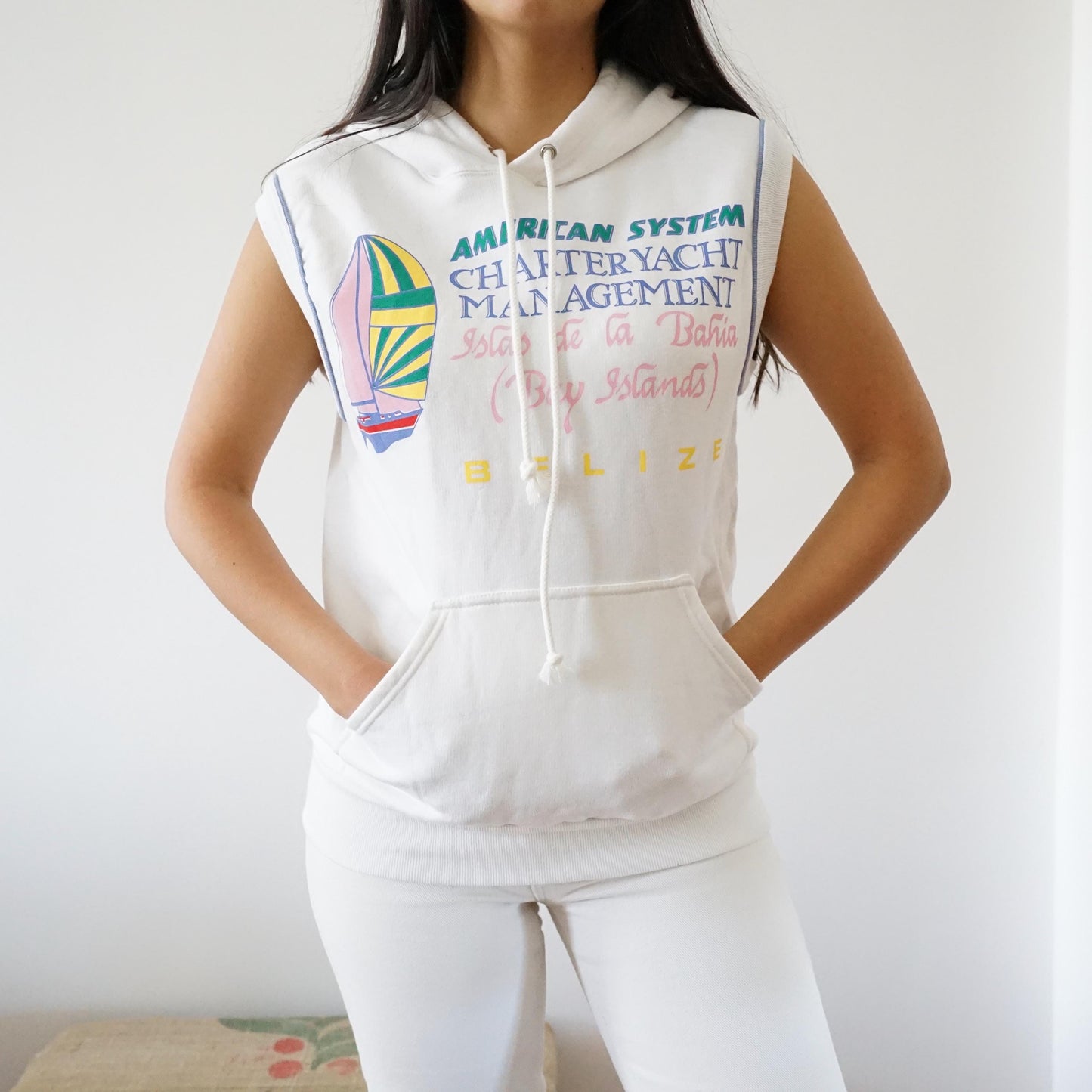 Vintage 90s Sweatshirt size S sleeveless hoodie