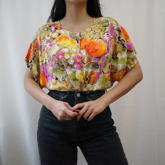 Vintage 90s colorful Blouse size M-L