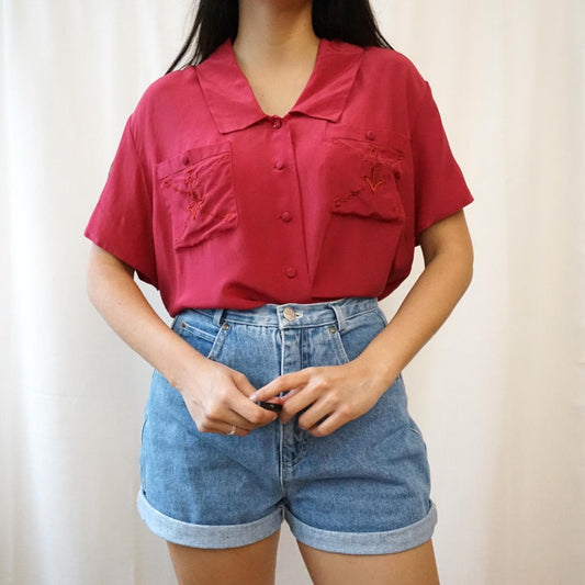 Vintage silk Blouse size L