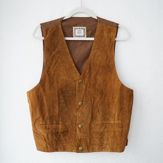 Vintage suede leather Vest men Size M