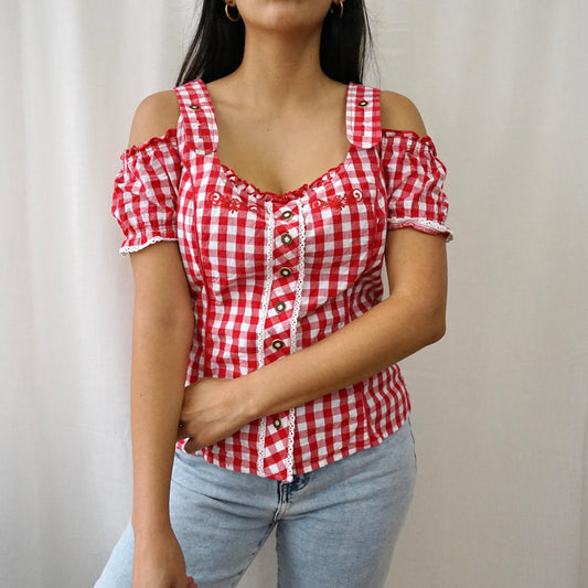 Vintage 80s dirndl blouse size M