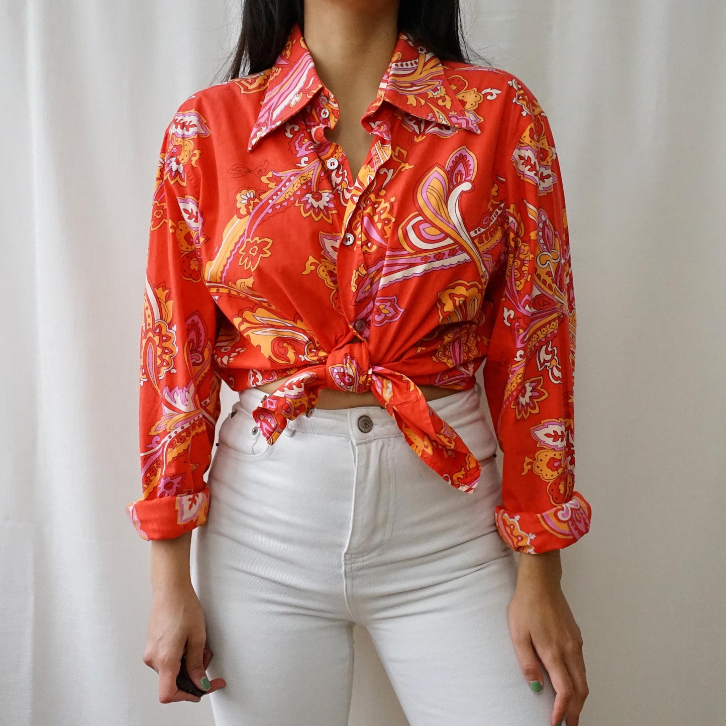 Vintage 70s Shirt size L paisley pattern