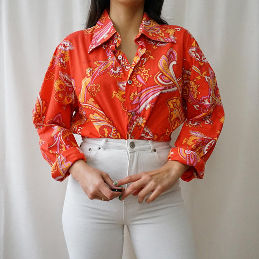 Vintage 70s Shirt size L paisley pattern