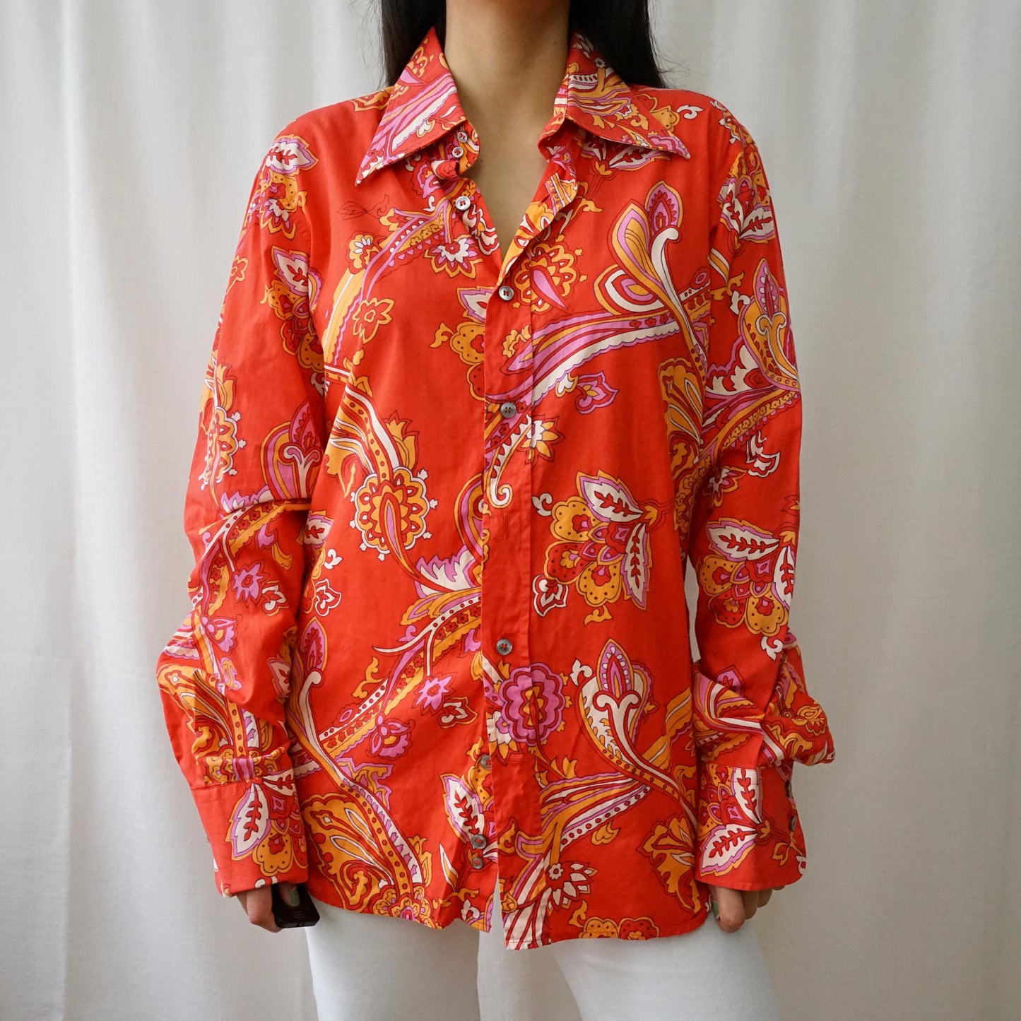 Vintage 70s Shirt size L paisley pattern