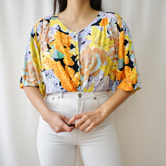 Vintage 90s Blouse size XL floral