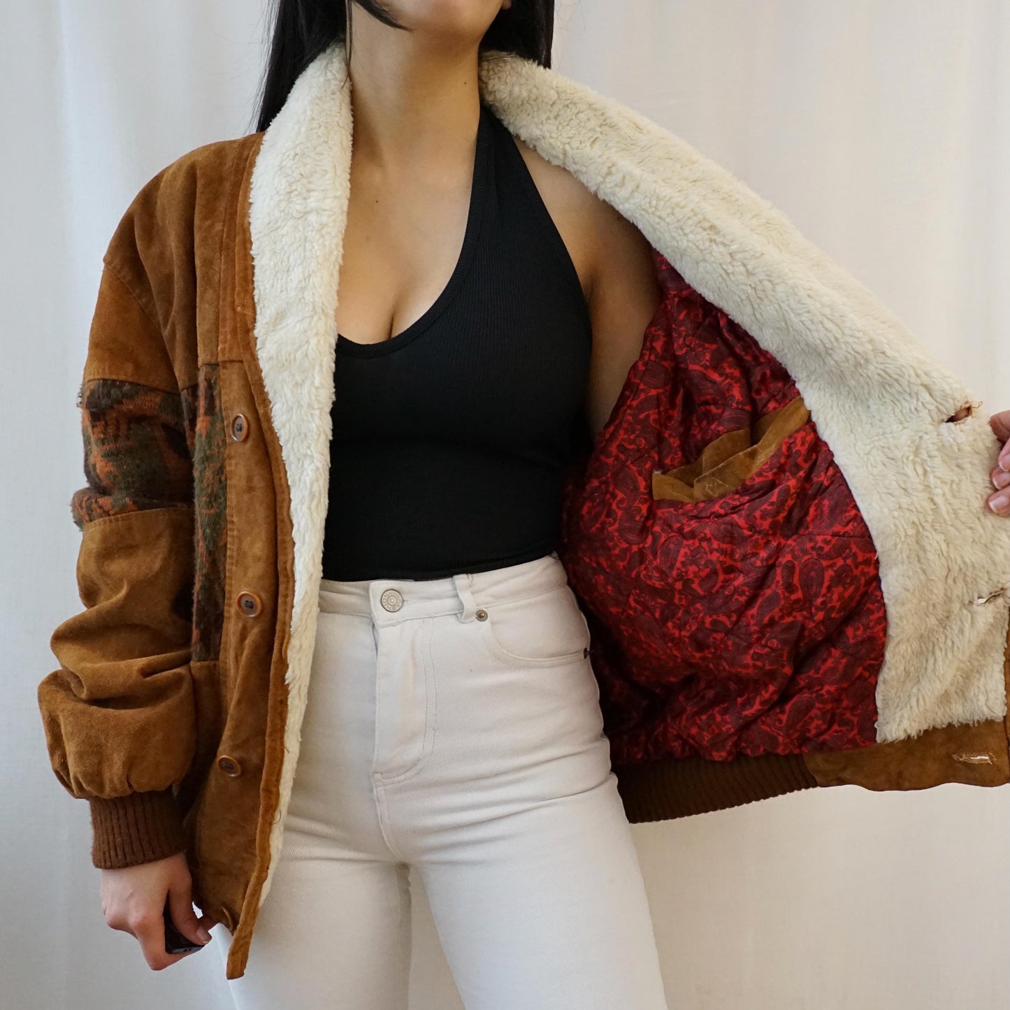 Vintage leather bomber Jacket Size L