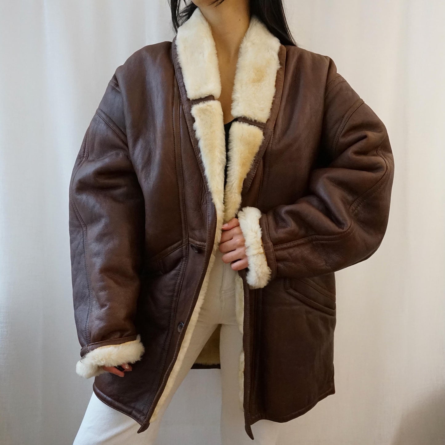 Vintage brown Shearling Coat Size L