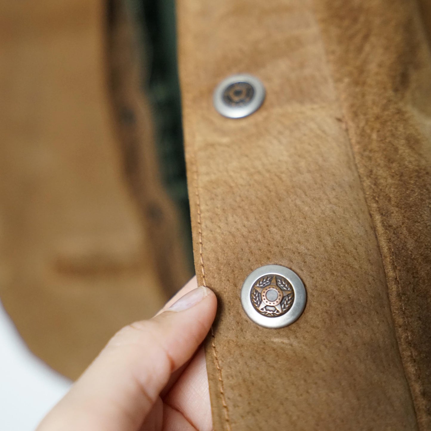 Vintage suede Vest men Size M green lining