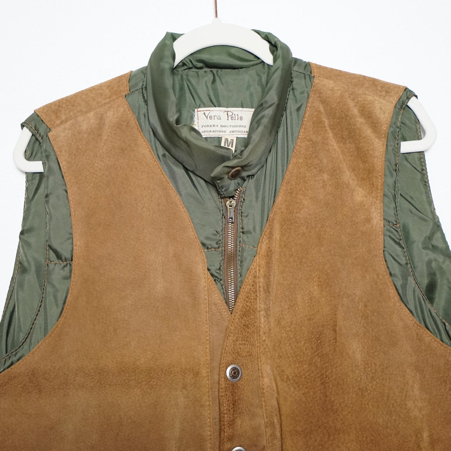 Vintage suede Vest men Size M green lining