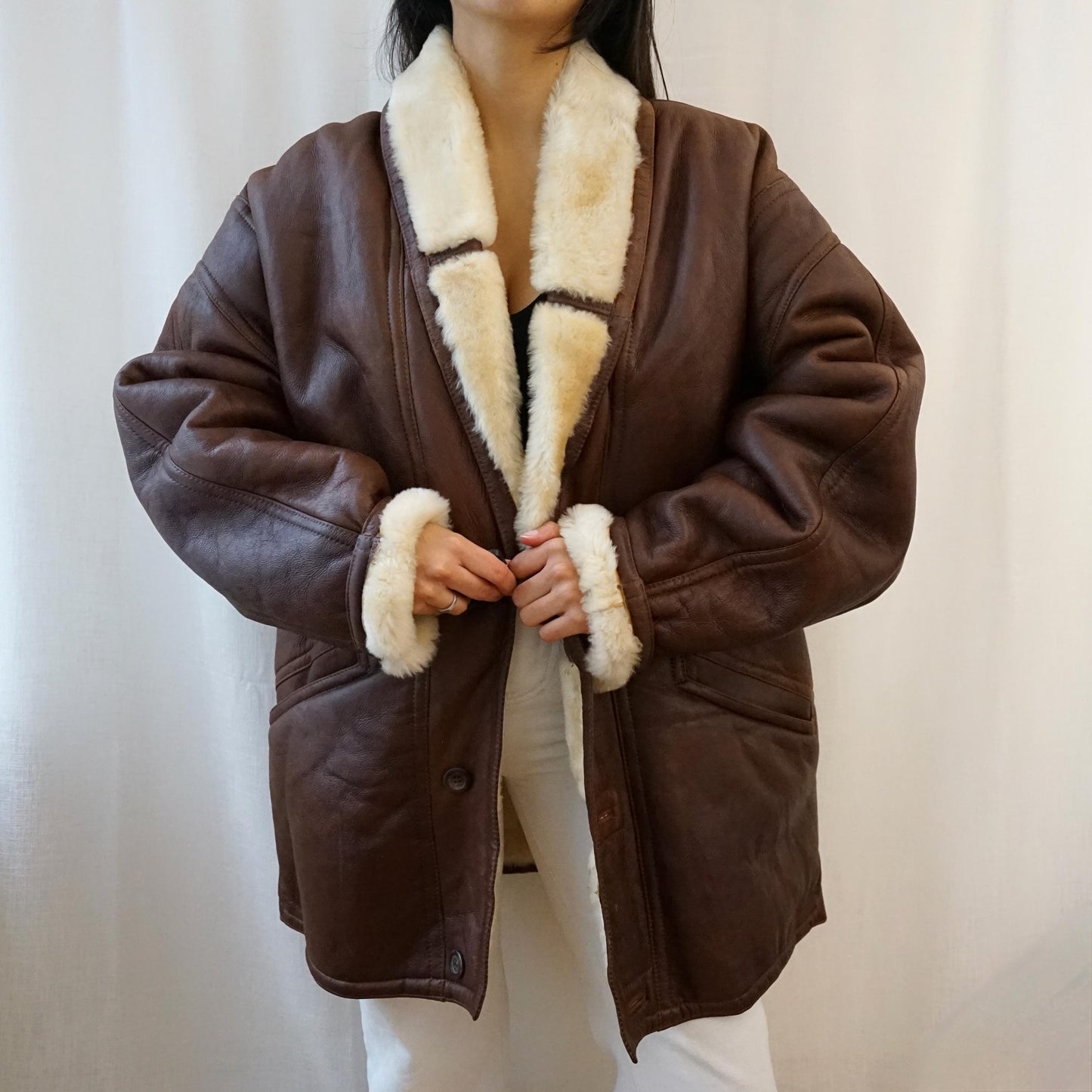 Vintage brown Shearling Coat Size L