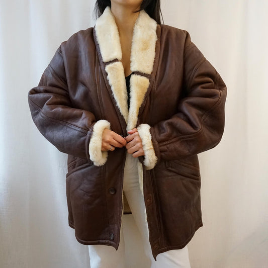 Vintage brown Shearling Coat Size L