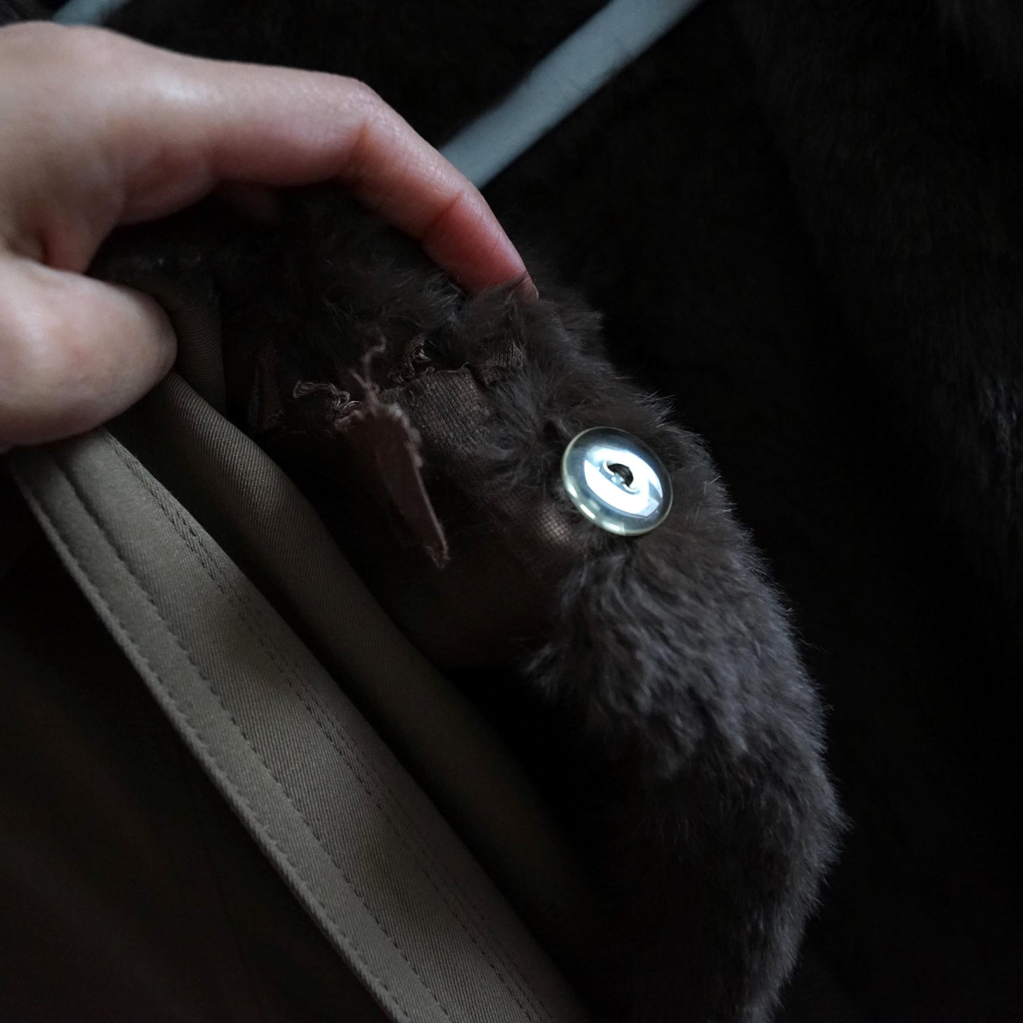 Vintage 70s Trench Coat Size M faux fur