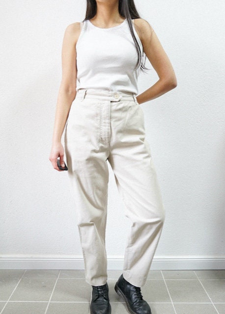 Vintage beige cotton Pants Size M