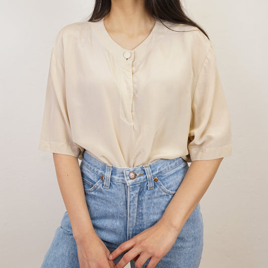 Vintage silk beige Blouse size XL