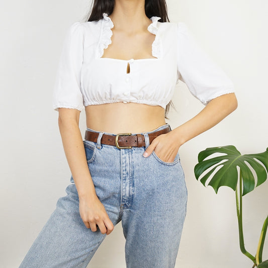 Vintage white dirndl Blouse Size S