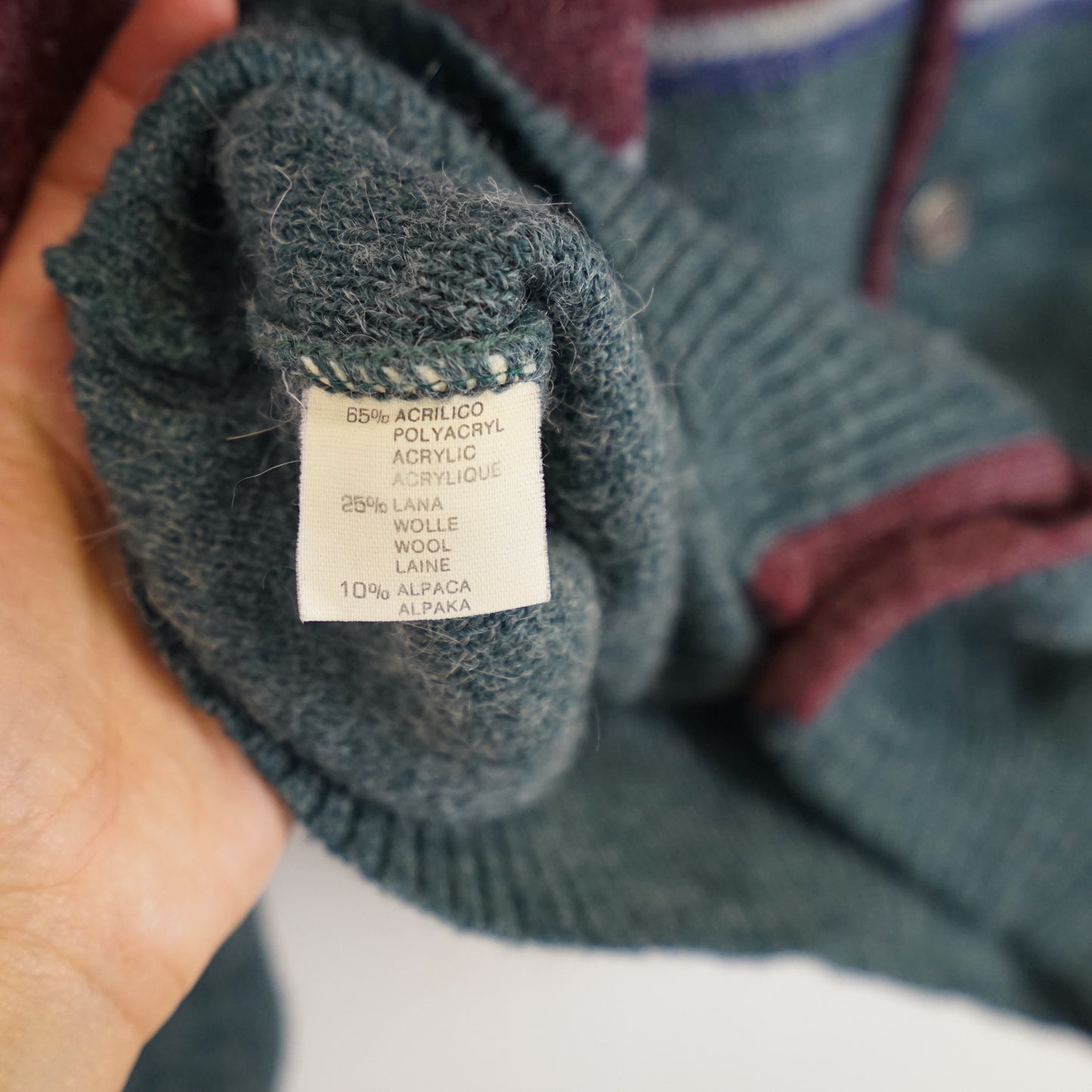 Vintage polo Cardigan men Size L wool alpaca