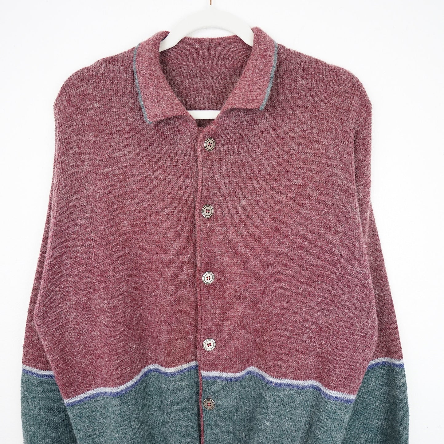 Vintage polo Cardigan men Size L wool alpaca