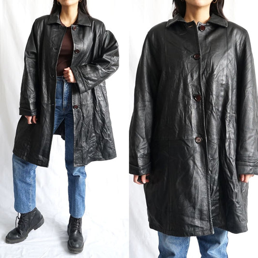 Vintage 90s leather coat size M