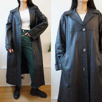 Vintage long leather coat Size M-L