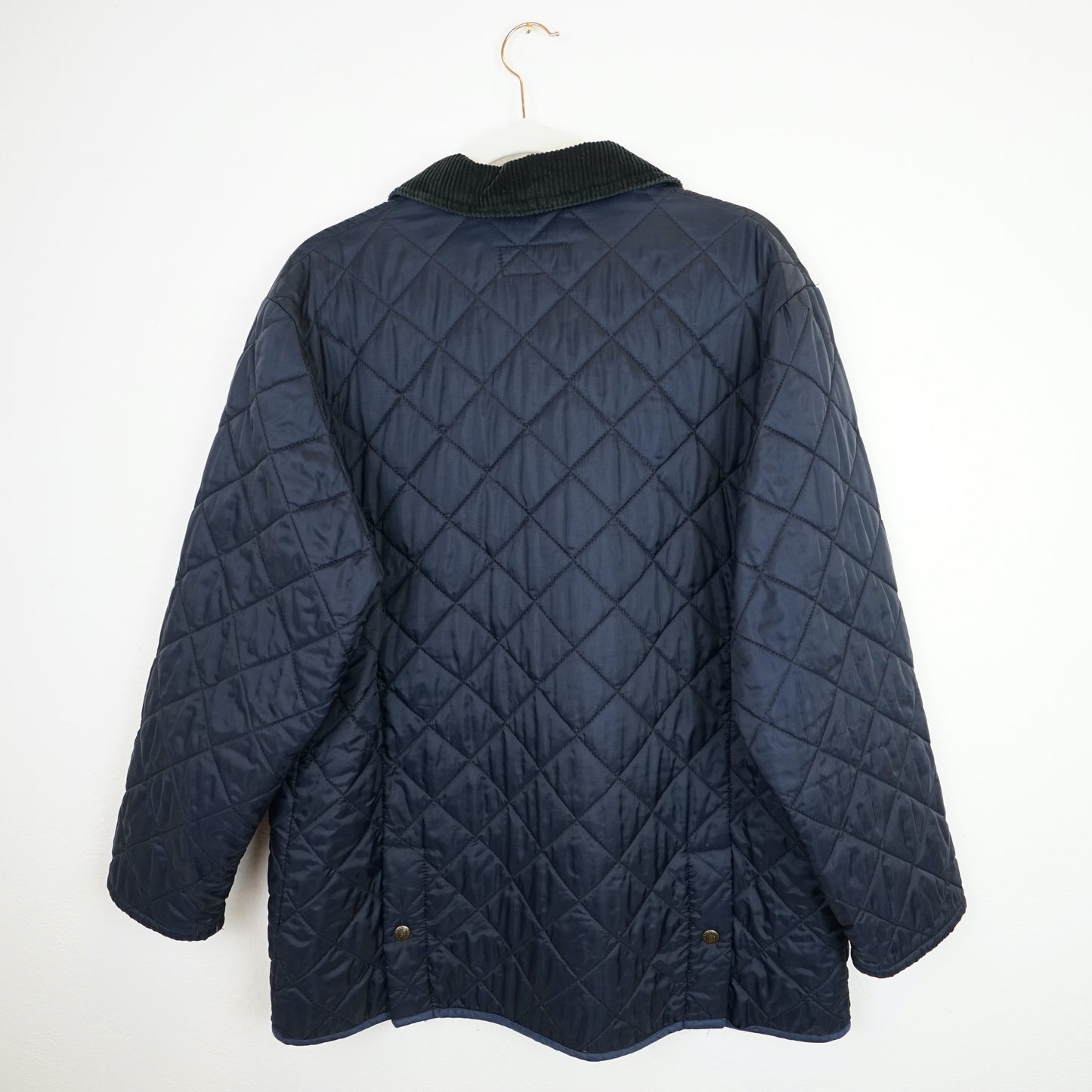 Vintage blue quilted jacket Men Size S crazy pattern lining