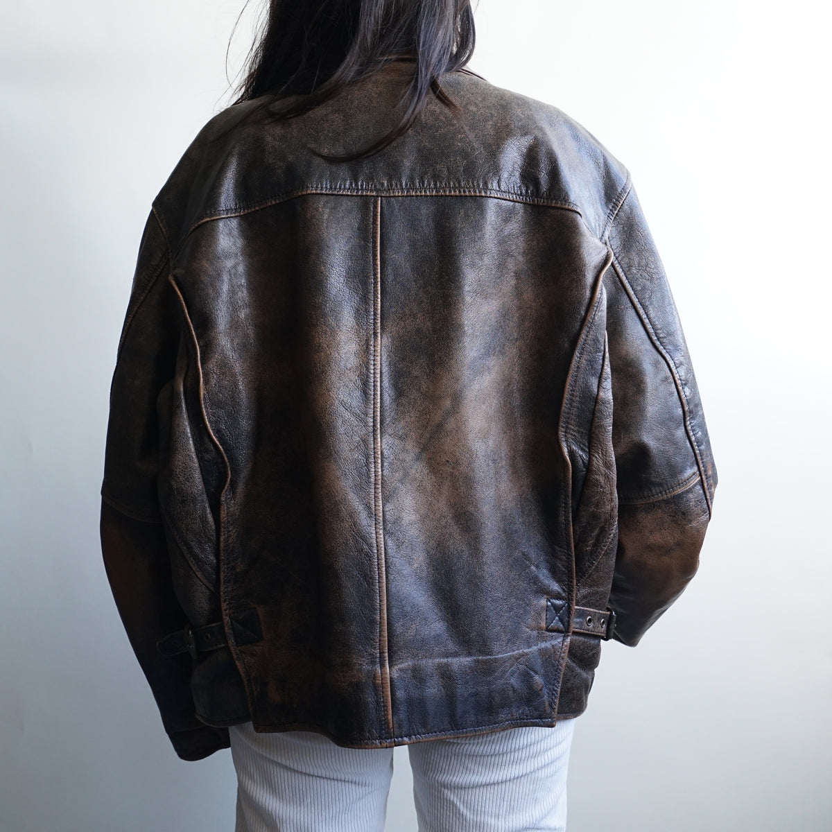Vintage Leather Bomber Jacket Size XL-XXL