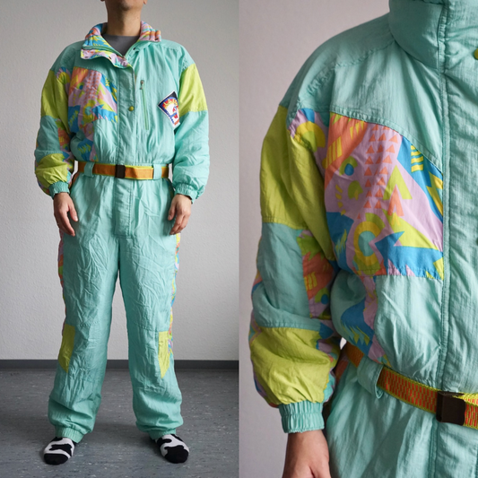 Vintage 80s Ski Suit pastel colors unisex