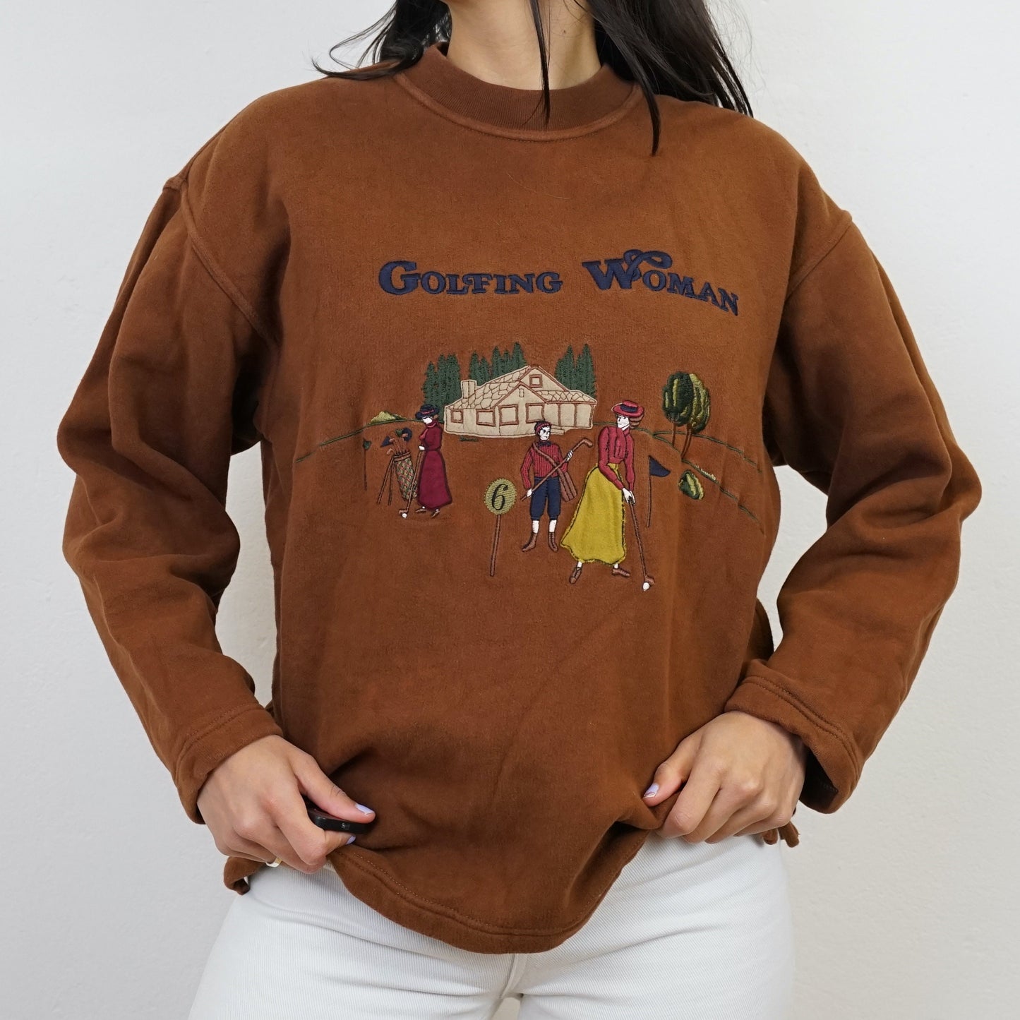 Vintage brown Sweatshirt size S embroidery