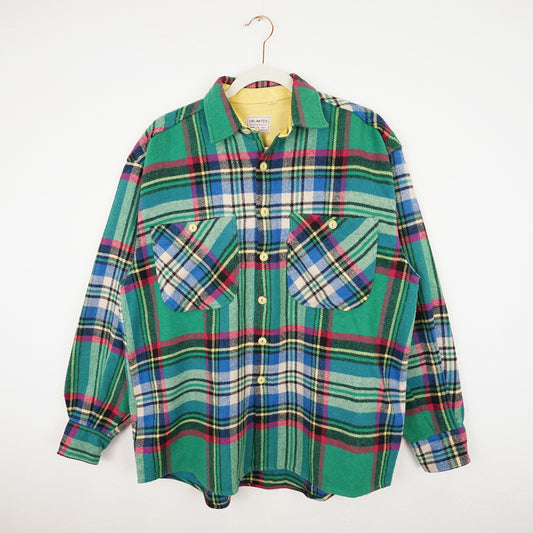 Vintage colorful Flannel Shirt Men Size M wool mix