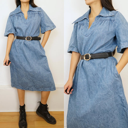 Vintage denim Dress size L pockets
