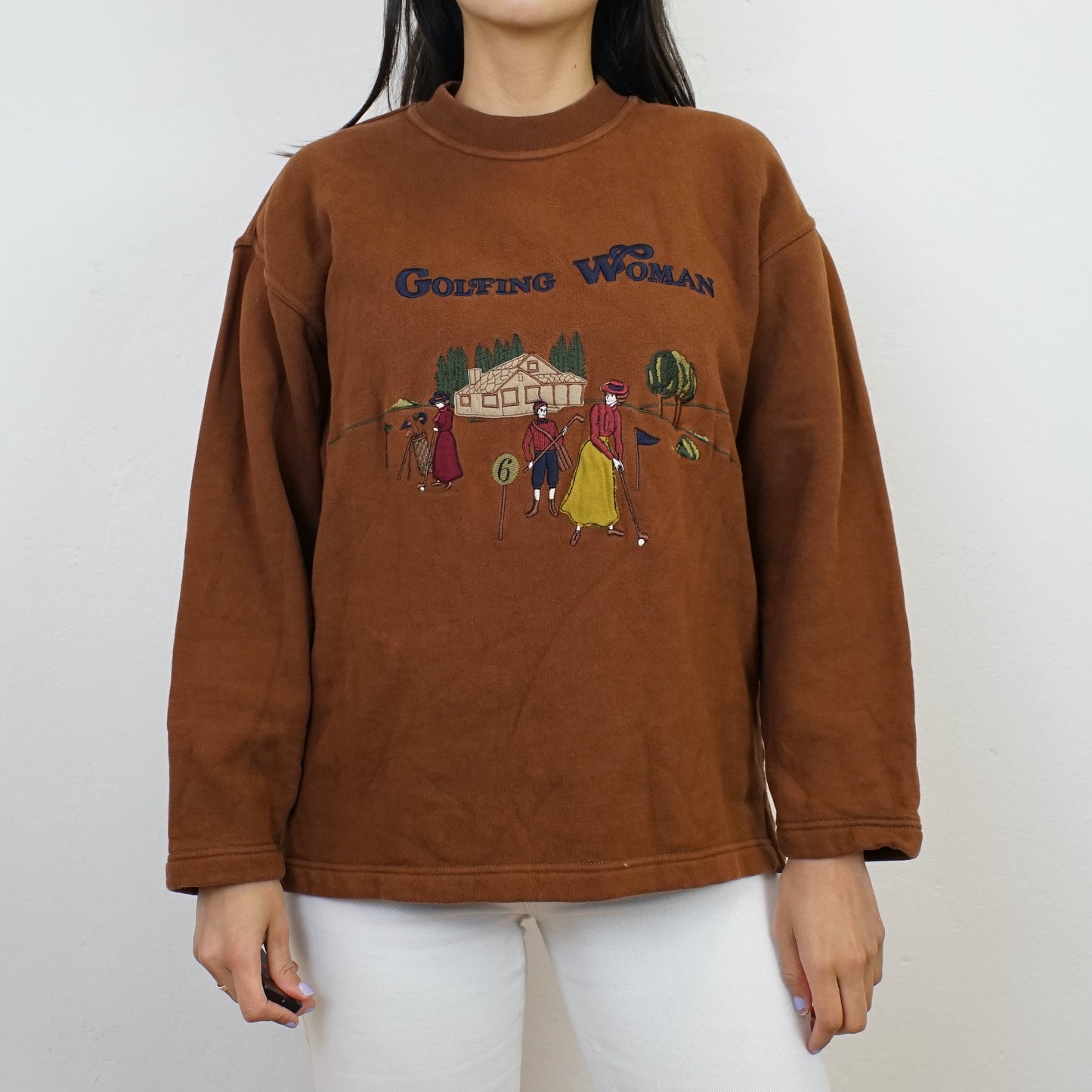 Vintage brown Sweatshirt size S embroidery