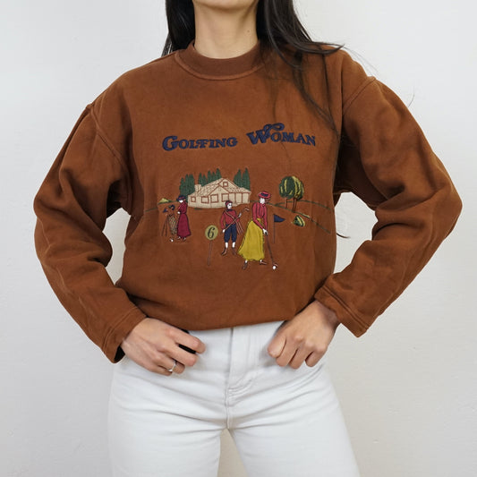 Vintage brown Sweatshirt size S embroidery