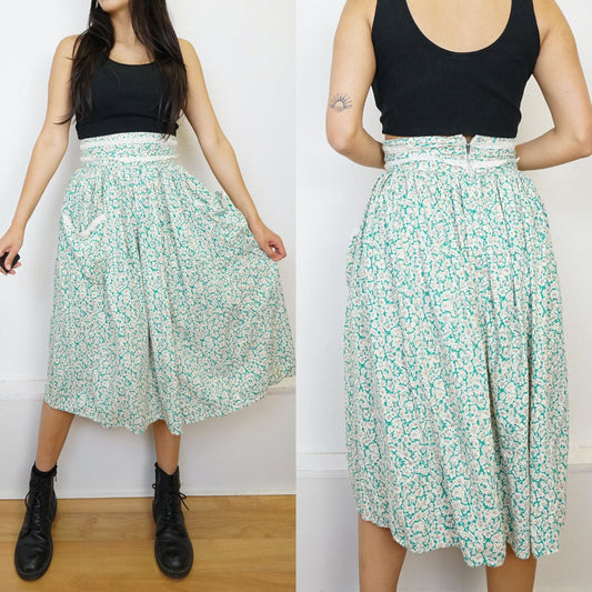 Vintage floral green Skirt size S